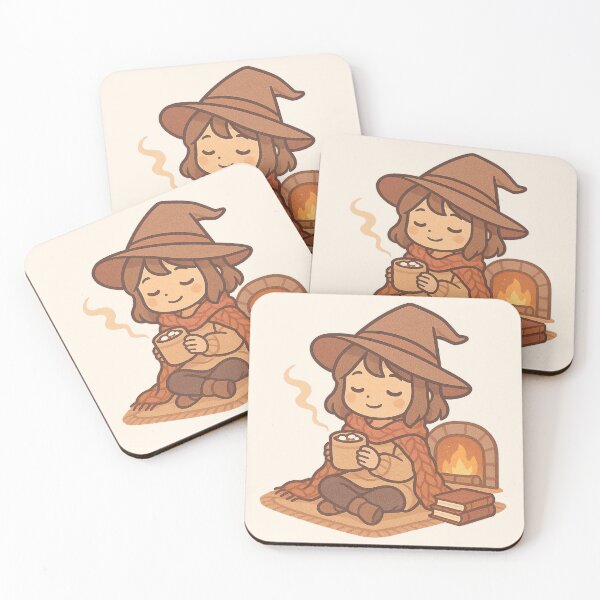 Item preview, Chibi Witch Cozy by Fireplace with Cocoa designed and sold by LuKreate.