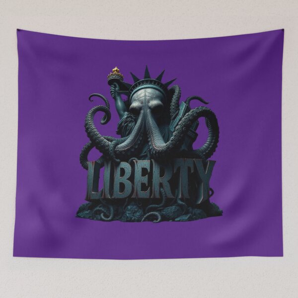 Item preview, Dystopian Kraken Liberty - Deep Sea Horror Vector Art T-Shirt designed and sold by karim38.