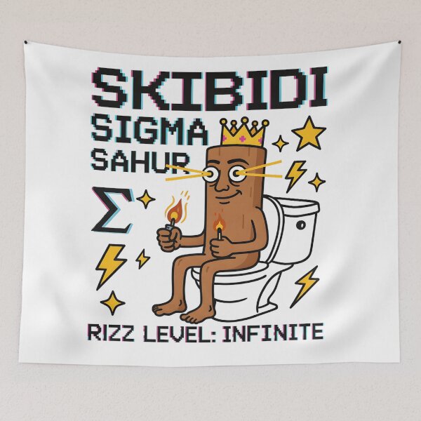 Item preview, Skibidi Sigma Tung Tung Tung Sahur Infinite Rizz Meme Art | Crowned Toilet Viral Digital Download designed and sold by AnnDesignStudio.