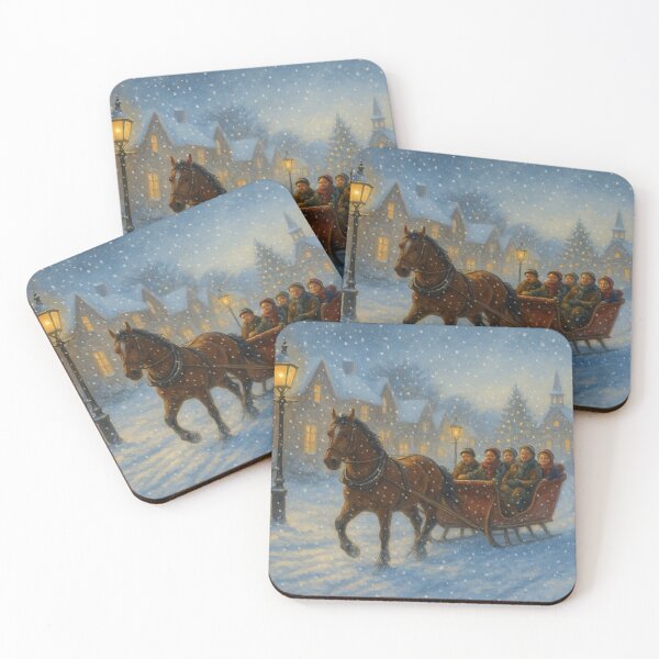 Item preview, Sleigh Ride Through the Snow – Nostalgic Winter Village Scene designed and sold by Meandmyshop.