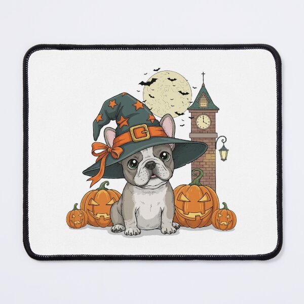 Item preview, Spooky Cute French Bulldog – Halloween Pumpkin & Witch Hat designed and sold by The Real Life Symphony.