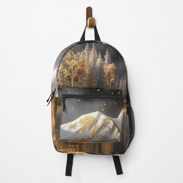 Item preview, Golden Autumn Mountains at Night – Starry Sky and Lake Reflection Landscape Art designed and sold by MargaretWiktor.