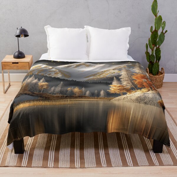 Item preview, Golden Autumn Mountains at Night – Starry Sky and Lake Reflection Landscape Art designed and sold by MargaretWiktor.