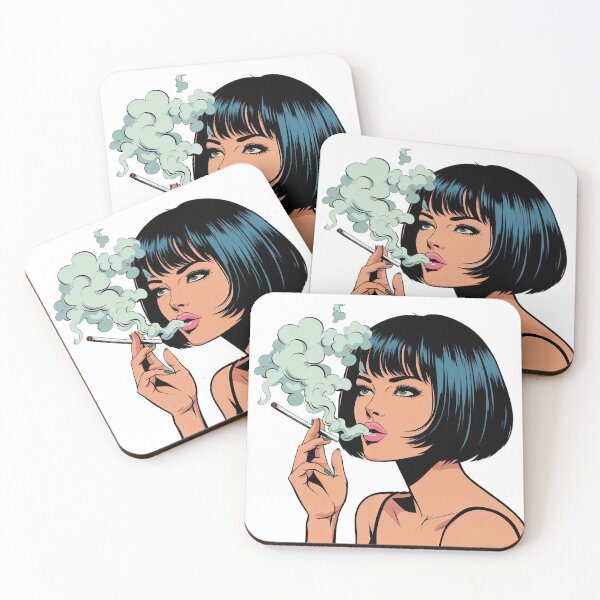 Item preview, Chic Retro Pop Art Girl Smoking with Cool Expression. designed and sold by Spark2Seduction.