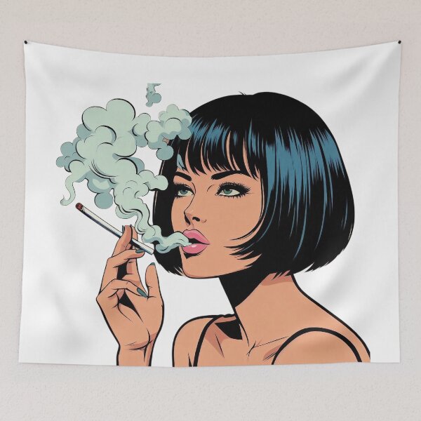 Item preview, Chic Retro Pop Art Girl Smoking with Cool Expression. designed and sold by Spark2Seduction.