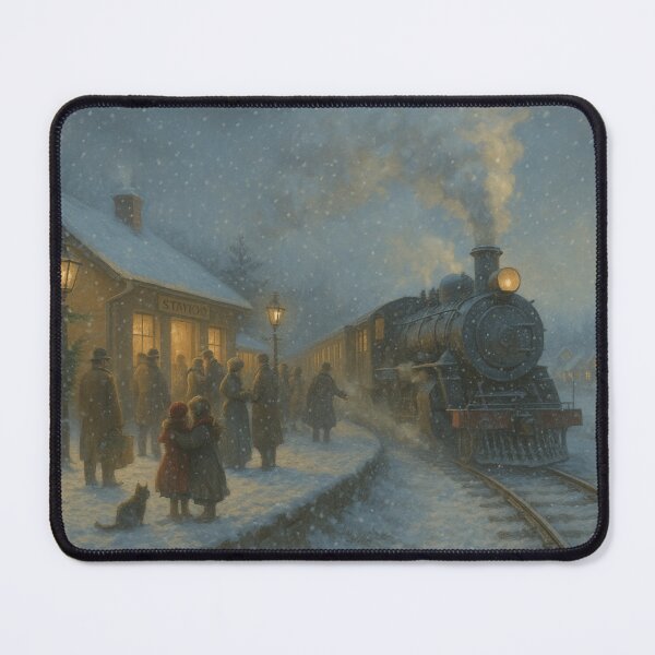 Item preview, Winter Train Arrival – Nostalgic Christmas Station Scene designed and sold by Meandmyshop.