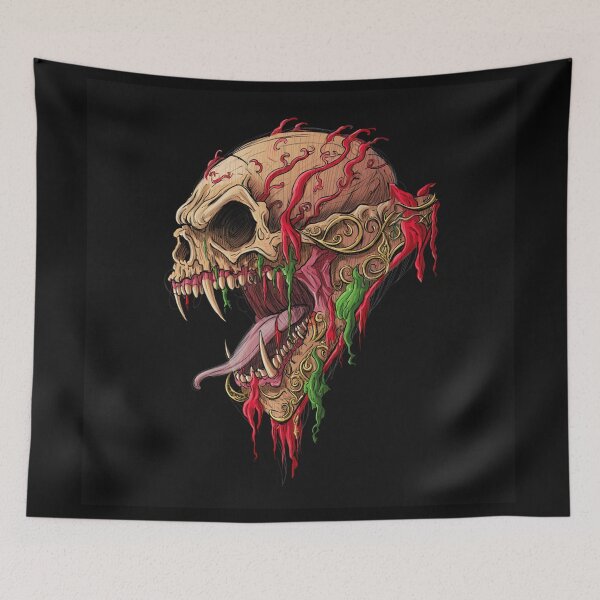Item preview, Horror monster vampiric skull terror of evil illustration art designed and sold by Vintage Designs +.
