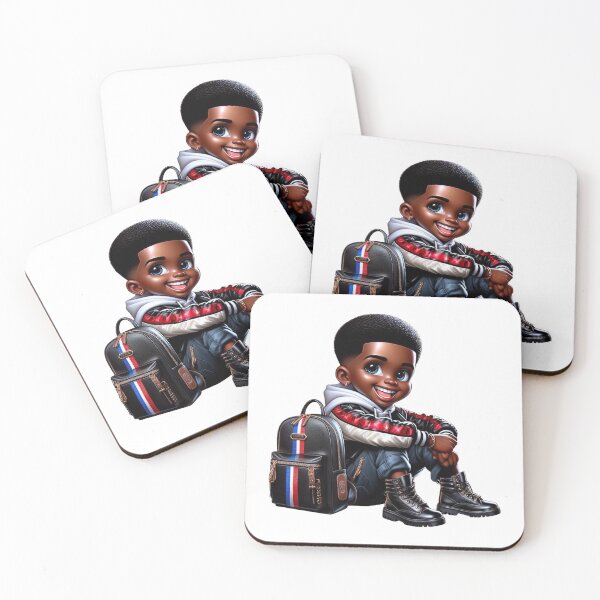 Item preview, Cute Black Boy Cartoon Illustration with Backpack designed and sold by Lulunza.