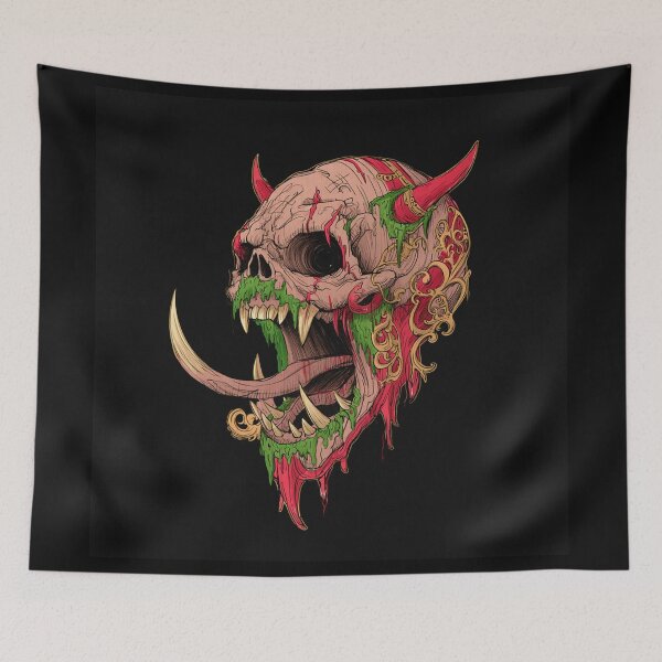 Item preview, Horror monster vampiric skull terror of evil illustration art designed and sold by Vintage Designs +.