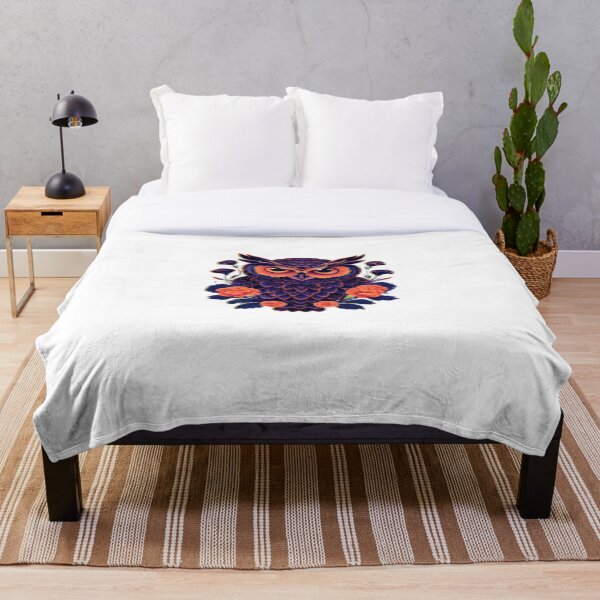 Item preview, Vibrant Dark Blue Owl with Roses – Mystical Wildlife Bloom designed and sold by Naturalite19.