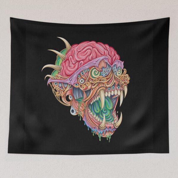 Item preview, Horror monster vampiric skull terror of evil illustration art designed and sold by Vintage Designs +.