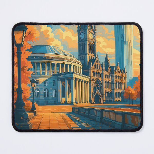 Item preview, Manchester, England Travel Art – Retro Autumn Dreams designed and sold by Earth Celebration Designs.