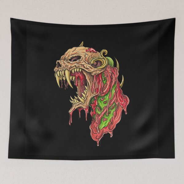 Item preview, Horror monster vampiric skull terror of evil illustration art designed and sold by Vintage Designs +.