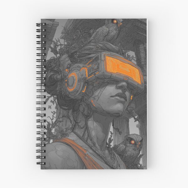 Item preview, Cyber Athena – Futuristic Greek Goddess with Neon Visor and Owls designed and sold by ZartyDesigns.