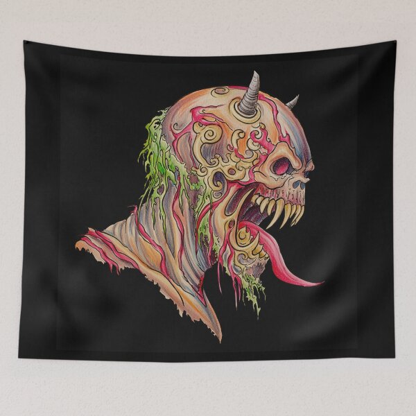 Item preview, Horror monster vampiric skull terror of evil illustration art designed and sold by Vintage Designs +.