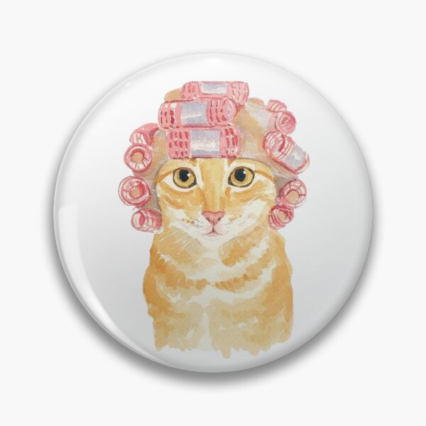 Item preview, orange cat with rollers designed and sold by emmysjunkdrawer.