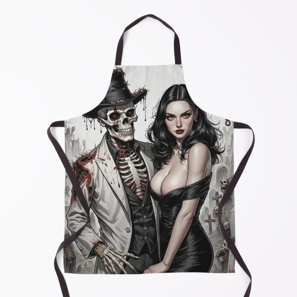Item preview,  Fancy dapper Skeleton man and Vampire girl cool horror art designed and sold by Vintage Designs +.