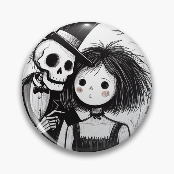 Item preview, Fancy dapper Skeleton man and Vampire girl cool horror art designed and sold by Vintage Designs +.