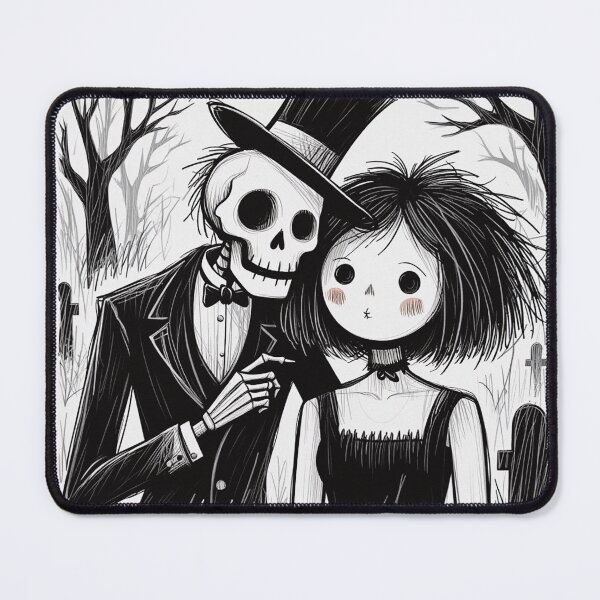 Item preview, Fancy dapper Skeleton man and Vampire girl cool horror art designed and sold by Vintage Designs +.