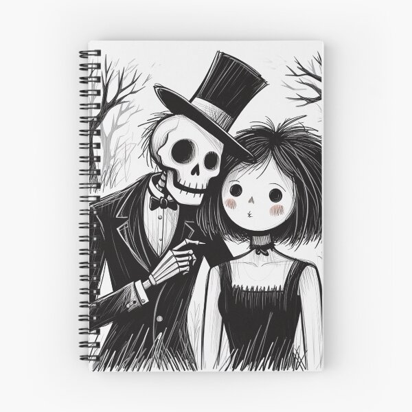 Item preview, Fancy dapper Skeleton man and Vampire girl cool horror art designed and sold by Vintage Designs +.