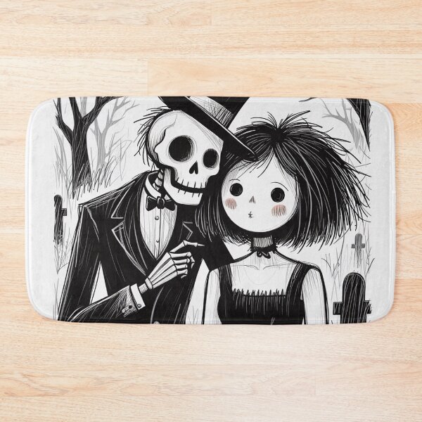 Item preview, Fancy dapper Skeleton man and Vampire girl cool horror art designed and sold by Vintage Designs +.