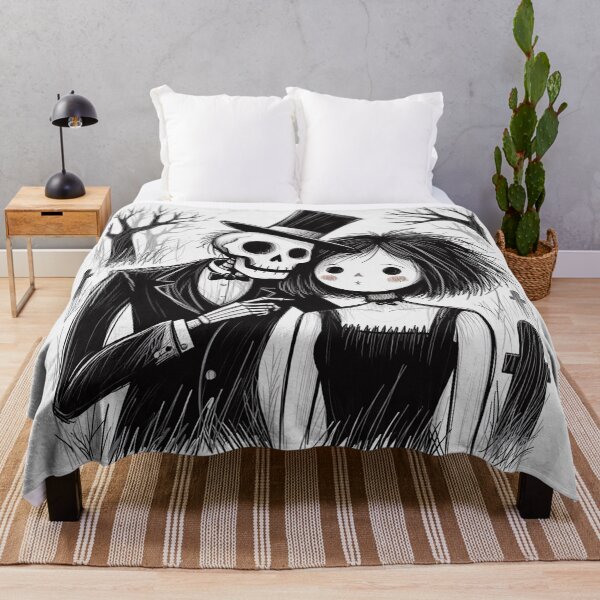 Item preview, Fancy dapper Skeleton man and Vampire girl cool horror art designed and sold by Vintage Designs +.