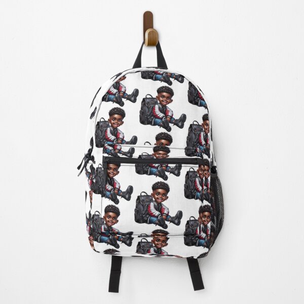 Item preview, Chibi Black Boy with Backpack Drawing designed and sold by Lulunza.