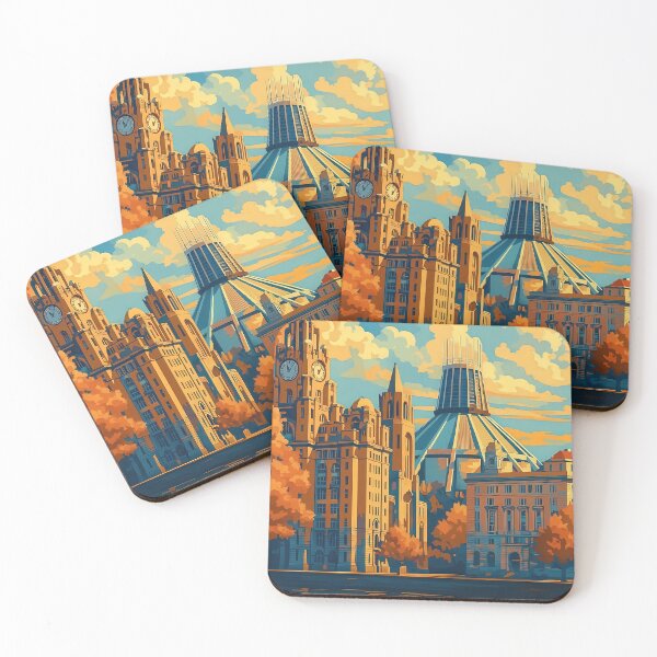 Item preview, Liverpool England Travel Art – Retro Autumn Dreams designed and sold by Earth Celebration Designs.