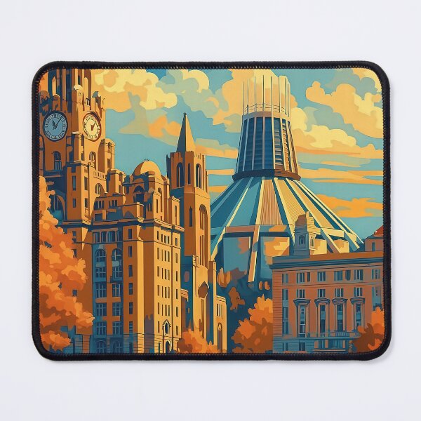Item preview, Liverpool, England Travel Art – Retro Autumn Dreams designed and sold by Earth Celebration Designs.