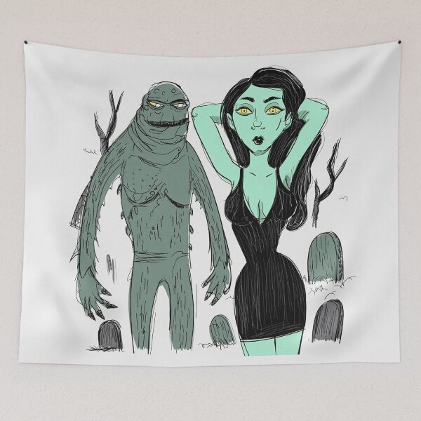 Item preview, The creature from the black lagoon and his bride illustration designed and sold by Vintage Designs +.