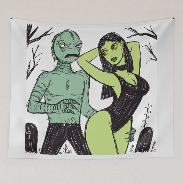 Item preview, The creature from the black lagoon and his bride illustration designed and sold by Vintage Designs +.
