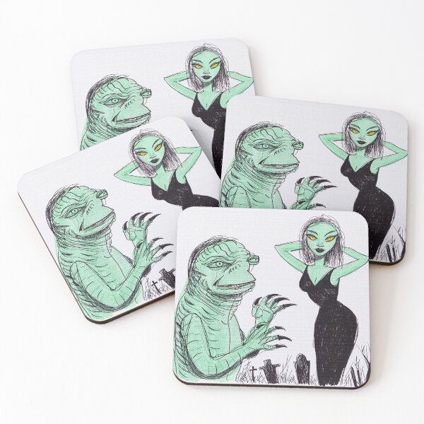 Item preview, The creature from the black lagoon and his bride illustration designed and sold by Vintage Designs +.