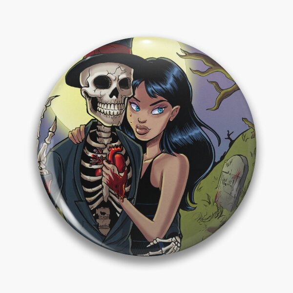 Item preview,  Fancy dapper Skeleton man and Vampire girl cool horror art designed and sold by Vintage Designs +.