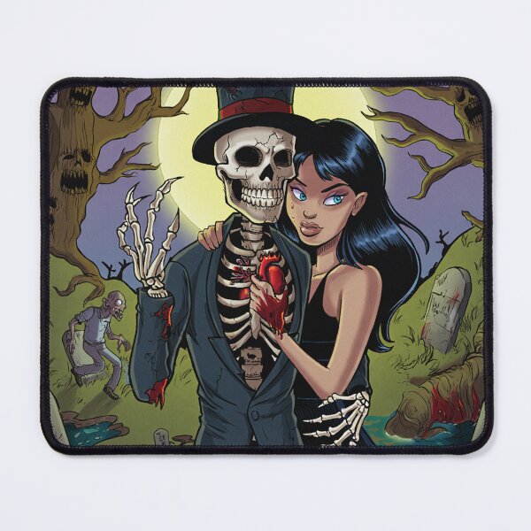 Item preview,  Fancy dapper Skeleton man and Vampire girl cool horror art designed and sold by Vintage Designs +.