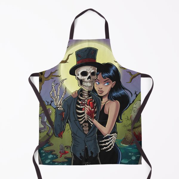 Item preview,  Fancy dapper Skeleton man and Vampire girl cool horror art designed and sold by Vintage Designs +.