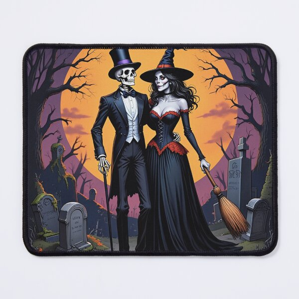 Item preview, Fancy dapper Skeleton man and witch girl cool horror art designed and sold by Vintage Designs +.