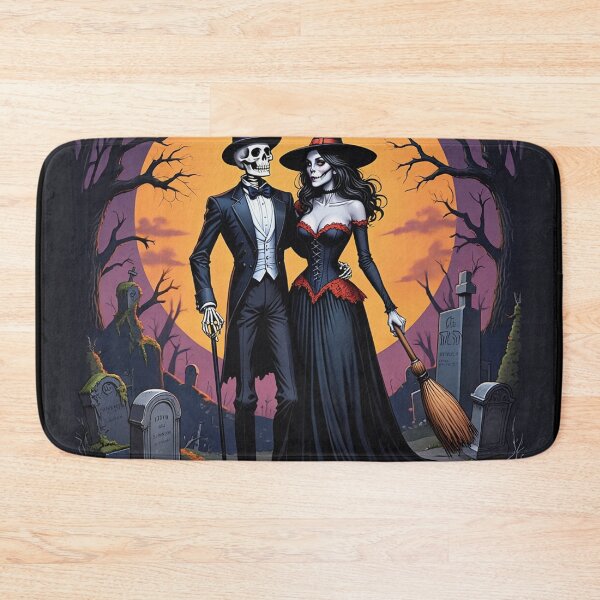 Item preview, Fancy dapper Skeleton man and witch girl cool horror art designed and sold by Vintage Designs +.