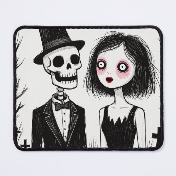 Item preview, Fancy dapper Skeleton man and witch girl cool horror art designed and sold by Vintage Designs +.