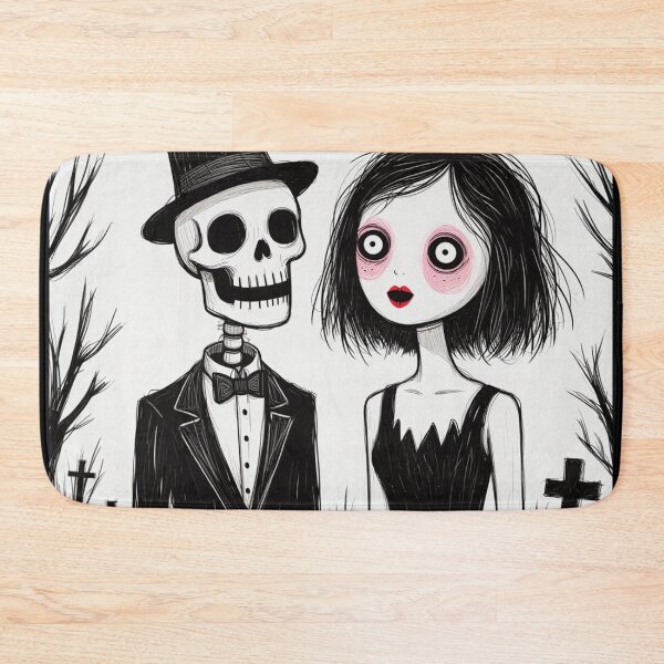 Item preview, Fancy dapper Skeleton man and witch girl cool horror art designed and sold by Vintage Designs +.