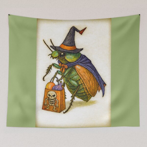 Item preview, Green June Bug Has a Halloween Sack full of Peaches and Figs. designed and sold by CarolM.