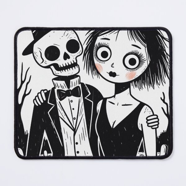 Item preview, Fancy dapper Skeleton man and witch girl cool horror art designed and sold by Vintage Designs +.