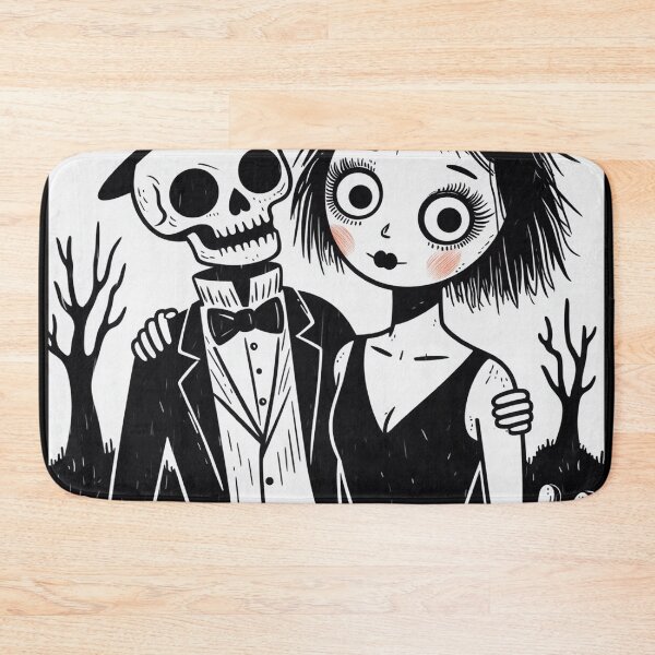 Item preview, Fancy dapper Skeleton man and witch girl cool horror art designed and sold by Vintage Designs +.