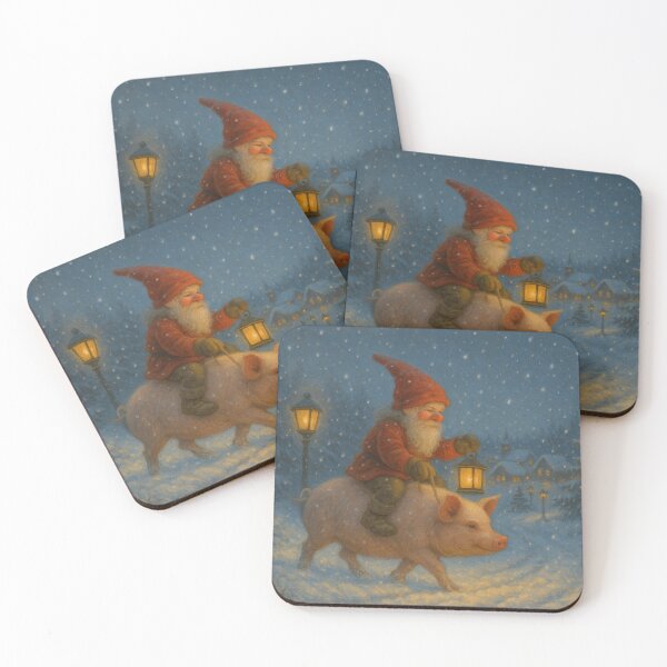 Item preview, Nisse Riding a Pig to Town – Nordic Christmas Folklore Scene designed and sold by Meandmyshop.