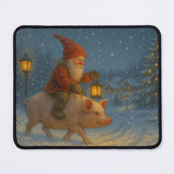 Item preview, Nisse Riding a Pig to Town – Nordic Christmas Folklore Scene designed and sold by Meandmyshop.