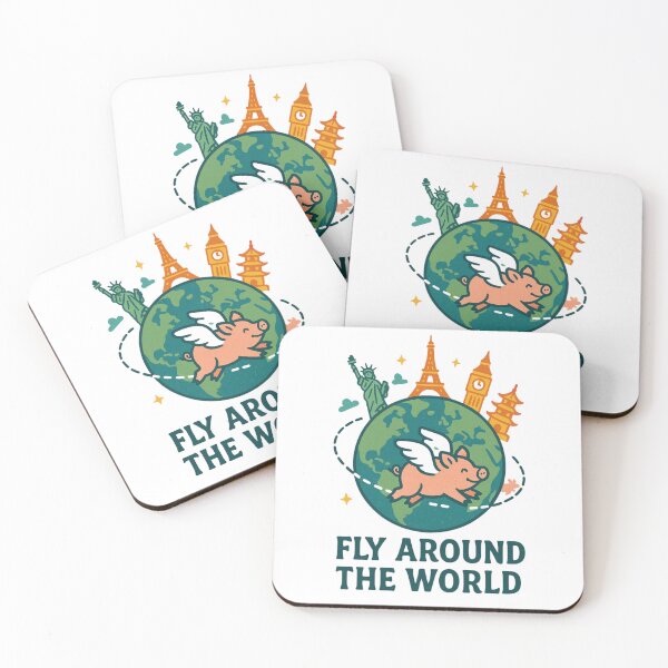 Item preview, Fly Around the World – Funny Pig Travel Design designed and sold by IsyLaneDesign.