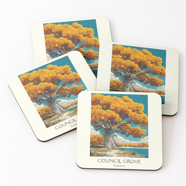 Item preview, Council Grove Kansas Poster | Vintage Santa Fe Trail & Post Office Oak Art designed and sold by TuncGK.