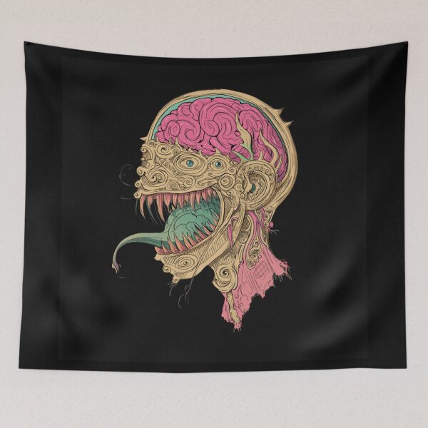 Item preview, Horror monster vampiric skull terror of evil illustration art designed and sold by Vintage Designs +.