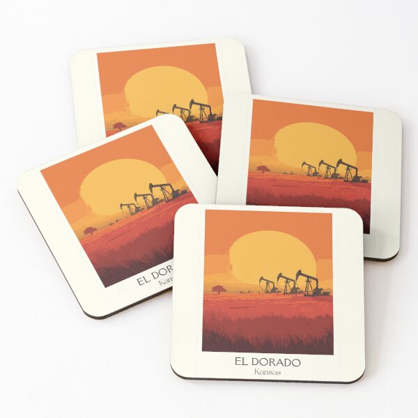 Item preview, El Dorado Kansas Travel Poster | Vintage Oil Derrick & Sunset Wall Art designed and sold by TuncGK.