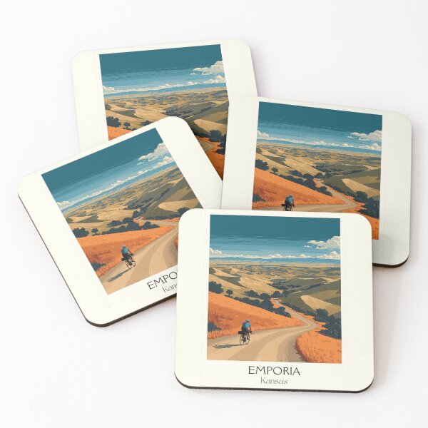 Item preview, Emporia Kansas Travel Poster | Vintage Flint Hills & Gravel Cycling Wall Art designed and sold by TuncGK.