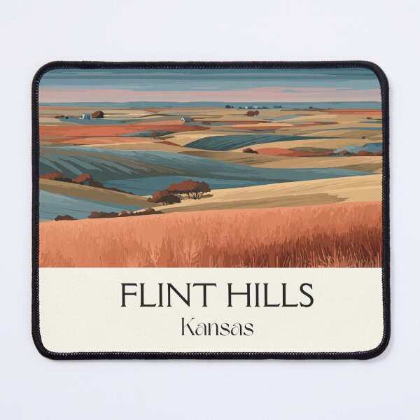 Item preview, Flint Hills Kansas Travel Poster | Vintage Tallgrass Prairie National Preserve Art designed and sold by TuncGK.